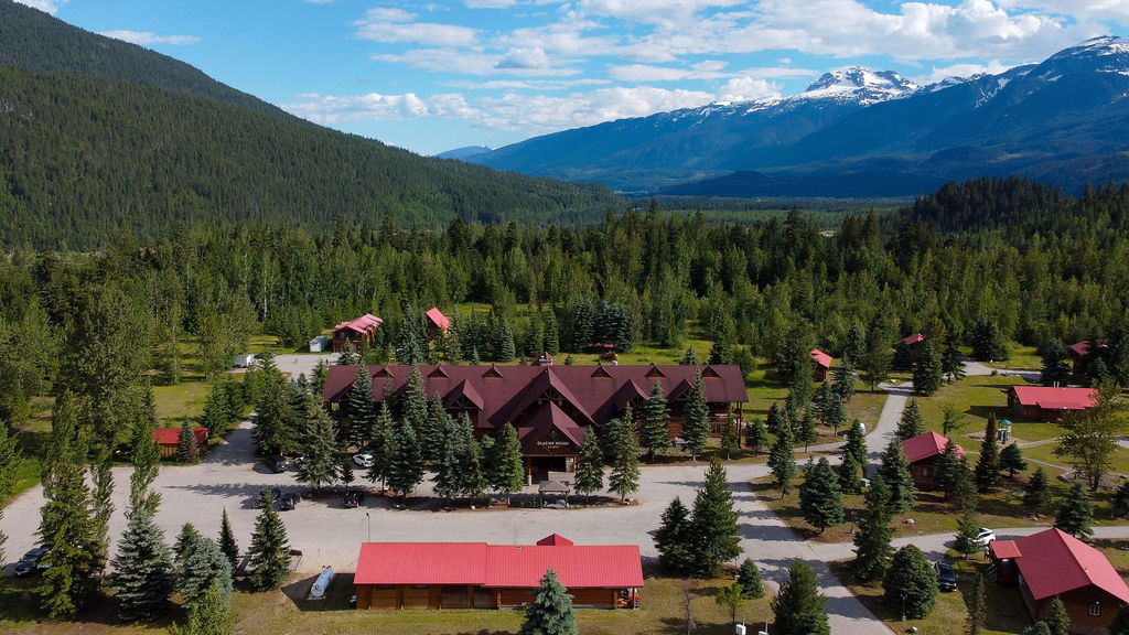 An overview of Glacier House in the summer